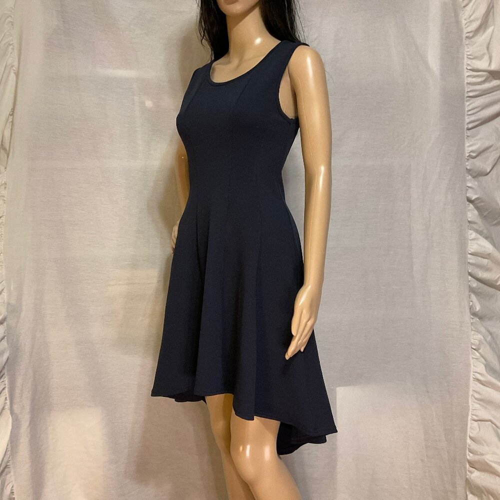NWOT She + Sky Navy Blue Hi-Low Fit & Flare Dress Small